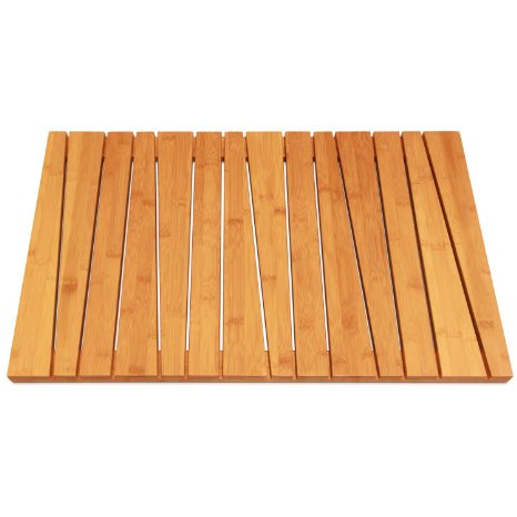 Bamboo Deluxe Shower Floor and Bath Mat - Skid Resistant - Heavy Duty Solid Design.