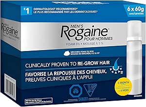 Rogaine Men's Hair Regrowth Foam with 5% Minoxidil, 6 x 60 g