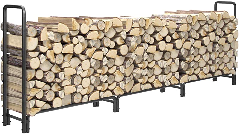 KINGSO 12ft Firewood Rack Outdoor Heavy Duty Log Rack Firewood Storage Rack Holder Steel Tubular Easy Assemble Fire Wood Rack for Patio Deck Log Storage Stand for Indoor Outdoor Fireplace Tool