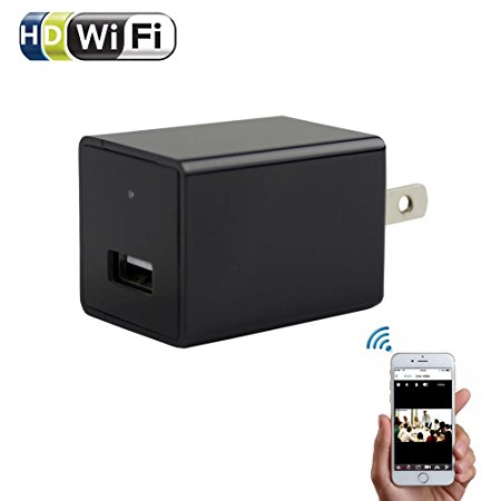 Wifi Wall Charger Mini Camera - 1080P HD P2P Wireless Wifi Video Camcorder,Security Home Nanny Pet Baby Cam for IOS iPhone Android Phone APP Remote View,USB AC Plug Adapter with Motion Detection