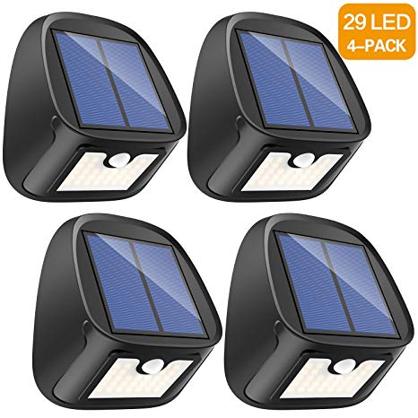 Solar Lights, 29 LED Wireless Solar Motion Sensor Light Outdoor Security Light Waterproof Solar Wall Light Solar Garden Lights Outdoor Solar Lights for Patio Backdoor Driveway Garage Garden(4 Pack)