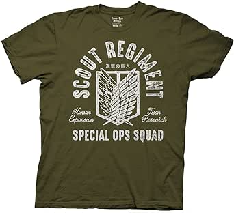 Ripple Junction Attack on Titan Men's Short Sleeve T-Shirt Scout Regiment Special Operations Squad Levi Officially Licensed