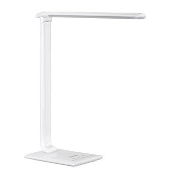 VonHaus Folding LED Desk Lamp Free 2 Year Warranty with 7 Level Dimmer Colour Temperature Control Timer and USB Charging Port - White