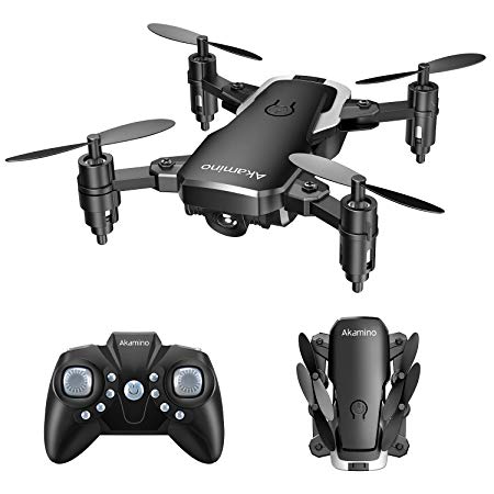 Akamino Mini Drone, Foldable Portable Drones 2.4G Pocket RC Helicopter Equipped with Headless Mode 3D Flip and Altitude Hold Function Easy for Beginners, Kids