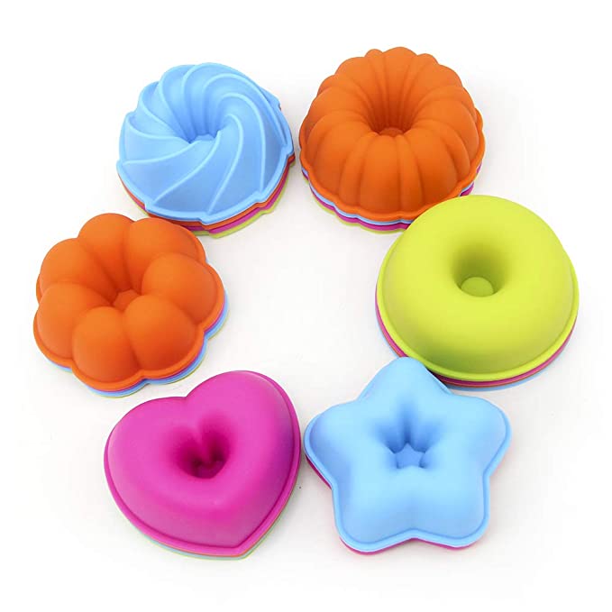 Silicone Doughnut Moulds Sets with 24 Pcs Suitable for Donut, Muffin, Cake, Cookie, Pudding Baking,DIY Baking Cases