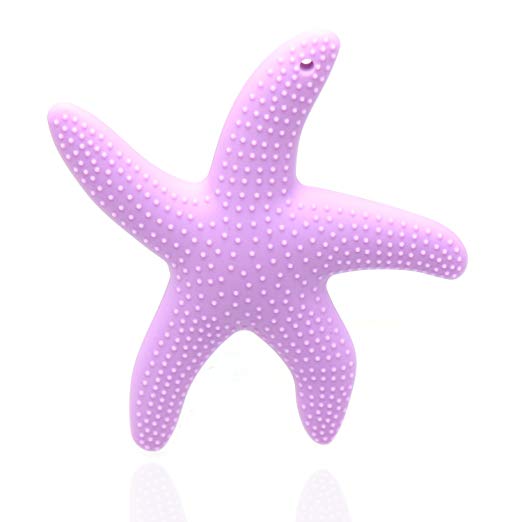 AILAMS Baby Teething Toy,BPA-Free FDA Approved Food Grade Silicone,Toddlers Starfish Teether Ring (Light purple)