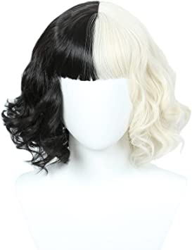 Linfairy Half Light Blonde and Black Wig Halloween Costume Cosplay Wigs for Women
