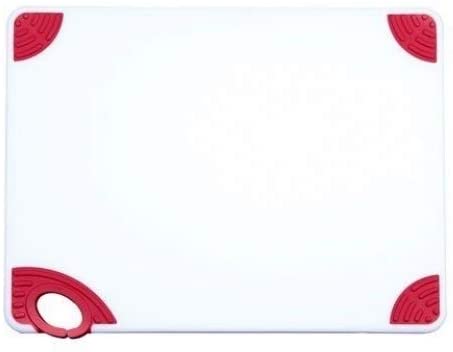 Winco CBN-1824RD, 18x24x0.5-Inch Rectangular Cutting Board with Red Rubber Grip Hook, Plastic Chopping Board (Red)