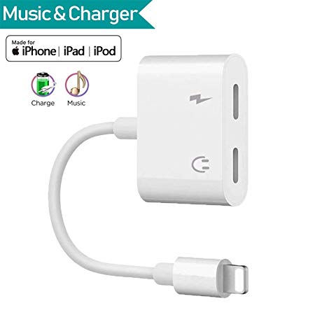 for iPhone 3.5mm Headphone Jack Adapter 2 in 1 Headphone Jack Dongle Adapter AUX Audio Splitter Call and sync Cable Accessory for iPhone Xs/MAX/XR/X / 8 / 8Plus / 7 / 7Plus Compatible with iOS 12 etc
