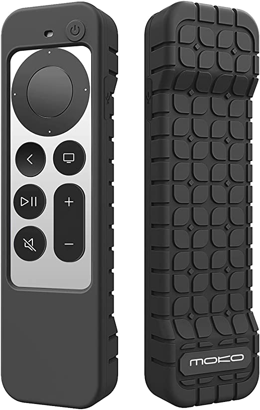 MoKo Remote Cover Silicone Case Compatible with Apple TV 4K Siri Remote 2nd Generation, Lightweight Shockproof Non-Slip Protective Skin Fit with Apple TV 4k 2021 Remote Controller, Black