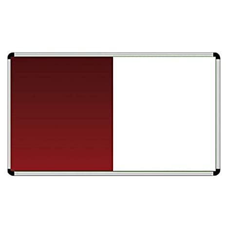 Iconic Combination Board (Magnetic White Board with Blue Pin-up Board), Heavy-Duty Aluminium Frame 1.5x2 Feet (Red)