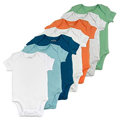 Baby Boy Bodysuit Set, 7-Pack Short Sleeve Solid Bodysuits