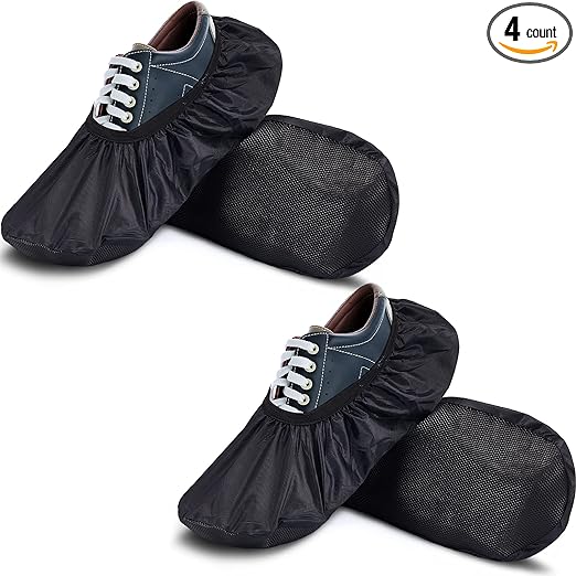 SATINIOR 2 Pairs Black Bowling Shoe Covers Non-Slip Bowling Shoe Covers Shoe Protector Covers for Bowling Adults