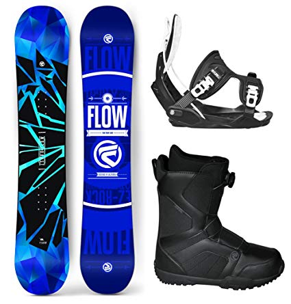 Flow 2019 Burst 162 Wide Men's Complete Snowboard Package Bindings BOA Boots 4 YR Warranty- Board Size 162 Wide