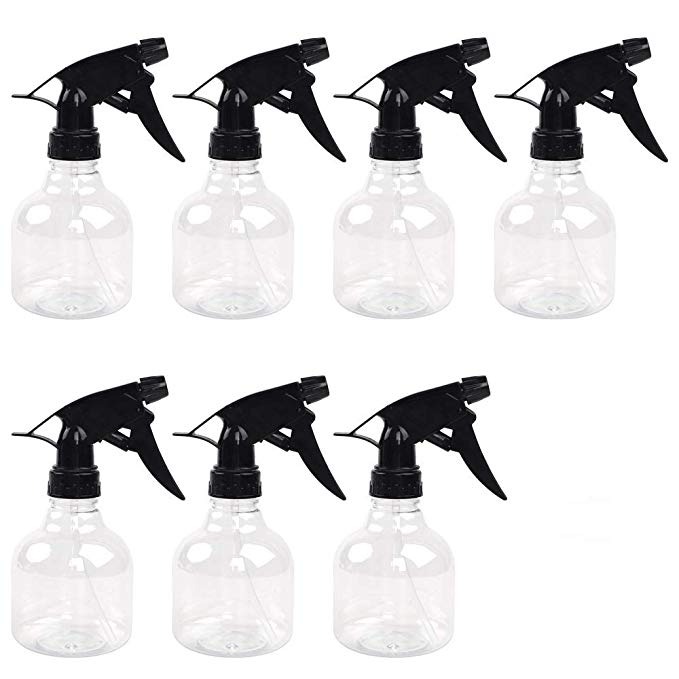 SUPERLELE 7 Packs 8oz Empty Plastic Spray Bottles with Black Trigger Sprayers, Adjustable Nozzle, for Cleaning Solutions, Planting, Cooking Includes Funnel and Labels