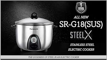 Panasonic SR-G18 (SUS) Stainless Steel Automatic Electric Rice Cooker (1.8 L, Silver)