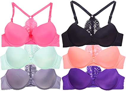 2ND DATE Women's Laced & Plain/Lace Bras (Packs of 6) - Various Styles