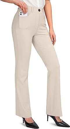 Rammus 28"/30"/32"/34" Women's Yoga Dress Pants Stretch Work Business Casual Slacks for Women Bootcut Office Trousers