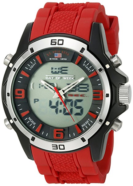 U.S. Polo Assn. Sport Men's US9534 Analog-Digital Watch With Red Rubber Band