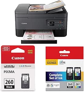 Canon PIXMA TR7020a All-in-One Wireless Color Inkjet Printer PG-260 Black Ink Cartridge, Compatible to TR7020 PG-260 / CL-261 Value Pack