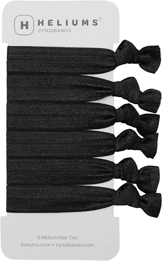 Cyndibands Black Knotted Ribbon Elastic Hair Ties - 6 Count