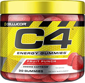 Cellucor C4 Gummies, Daily Pre Workout Energy Gummy Chews with 200mg Caffeine, Energy Booster with Beta Alanine & Fast-Acting Carbohydrates, Fruit Punch, 30 Gummies