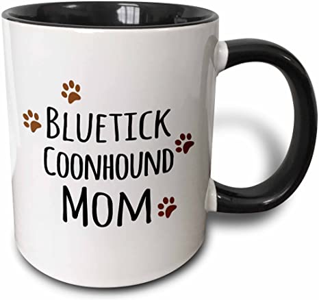 3dRose Bluetick Coonhound Dog Mom Mug, 11 oz, Black