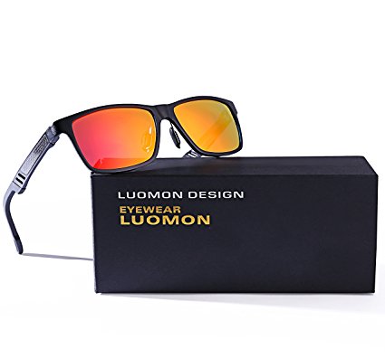 LUOMON Men's Polarized Wayfarer Sunglasses with 59mm Rectangular Lens Unbreakable Frame LM031
