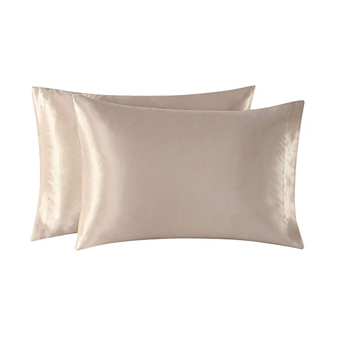 EXQ Home Satin Pillowcases Set of 2 for Hair and Skin King Size 20x40 Camel Pillow Case with Envelope Closure (Anti Wrinkle,Hypoallergenic,Wash-Resistant)