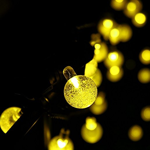 Mrupoo Christmas Solar Globe String Lights 30 LED 21ft 8 Modes Crystal Ball Waterproof Light for Outdoor, Indoor, Thanksgiving, Home, Garden, Lawn, Wedding, Party, Xmas Tree Decorations (Warm white)