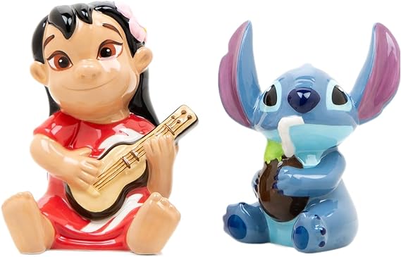 Disney Lilo And Stitch Salt And Pepper Shakers | Disney Kitchen Accessories | Cute Ceramic Housewarming Gifts for Men and Women and Kids | Official Disney Licensee | 1 Set