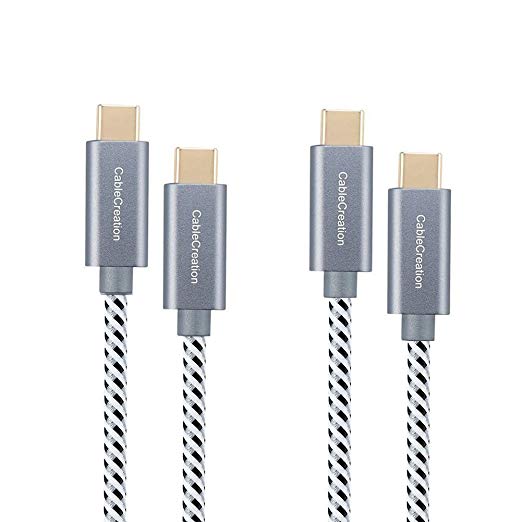 USB C Cable 10ft, [2-Pack]CableCreation Type-C to Type-C Braided Data Charging Cable(20V,3A) up to 480Mbps for Apple Macbook Pro, Galaxy S9/S9 , Essential,etc (Space Gray)