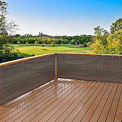 Privacy Screen Fence Mesh Windscreen for Backyard Deck Patio Balcony Pool Porch Railing (Coffee, 3x8')