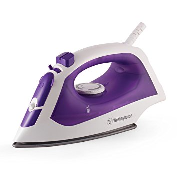 Westinghouse Pro-Series Steam Iron with 5-Ounce Water Tank, 1200 watts, 3-Way Auto-Off Safety Function, White with Purple Accents