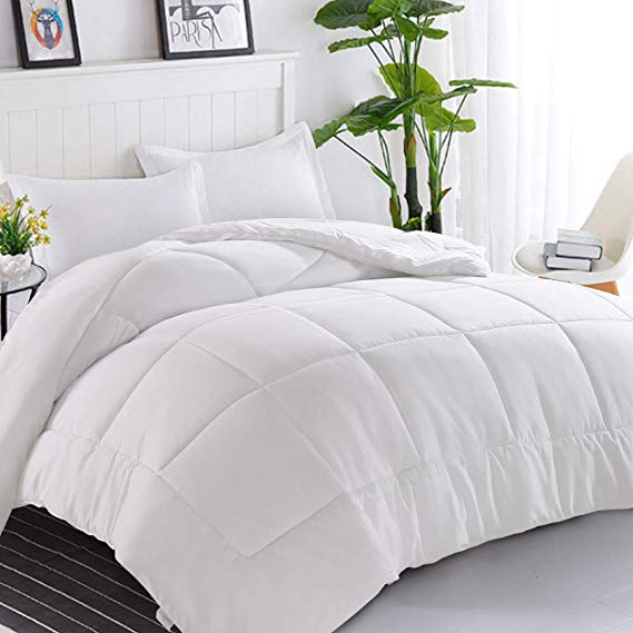 BALICHUN All Season Reversible Down Alternative Comforter Duvet Insert with Corner Tabs - Hotel Quality Winter Warm Soft Comforter and Hypoallergenic - Luxury Hotel Collection 1800 Series -White, Twin