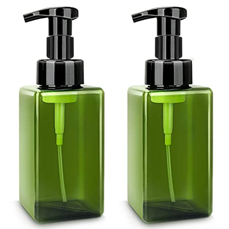 WIOR Plastic Soap Dispenser Pump Bottles 450ml/15oz Foaming Soap Dispenser, Refillable Liquid & Hand Soap Dispenser for Shampoo, Conditioner & Kitchen, Bathroom - Pack of 2