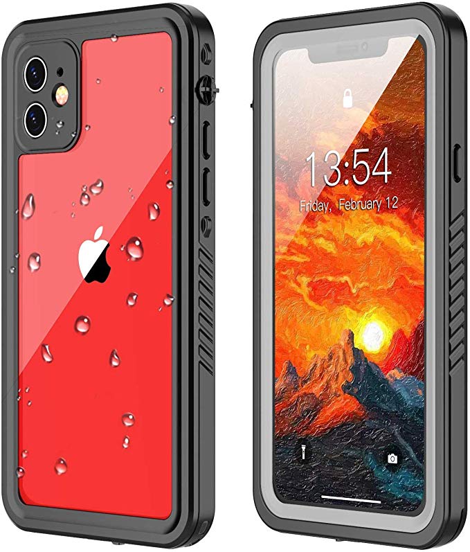 Nineasy iPhone 11 Waterproof Case, iPhone 11 Case, 360° Full Body Protection Underwater Cover IP68 Certified Dustproof Snowproof Shockproof Waterproof Case for iPhone 11(6.1 inch)(Black/Clear)
