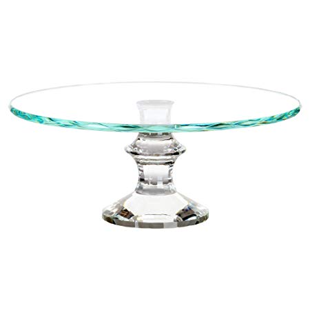 Amalfi Decor 12 Inch Glass Crystal Cake Stand, Dessert Cupcake Pastry Candy Cookie Display Plate for Wedding Event Birthday Party, Round Modern Diamond Gem Pedestal Holder