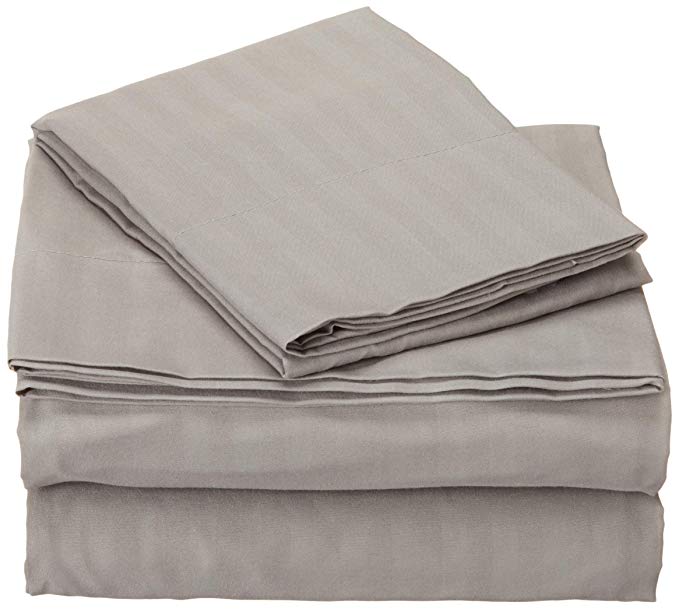 Millenium Linen  Twin Size Bed Sheet Set - Silver - 1600 Series 3 Piece - Deep Pocket  -  Cool and Wrinkle Fre e - 1 Fitted, 1 Flat, 1 Pillow Case