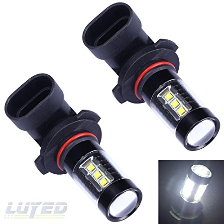 LUYED 2 x 80W H10 9145 Super Bright High Power 16-CREE-XBD LED Bulbs Used for DRL or Fog Lights,Xenon White(7 Socket Optionl)