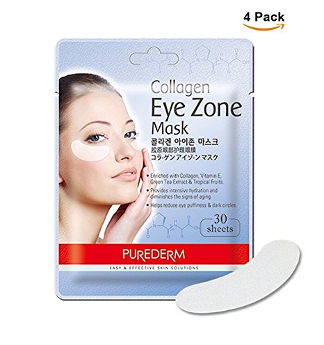 4 Pack Total 120(30 in each pack) Purederm Collagen Eye Zone Pad Patches Mask Wrinkle Care (4 Pack)