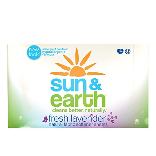 Sun & Earth Natural Hypoallergenic Fabric Softener Sheets, Fresh Lavender,  80 Count