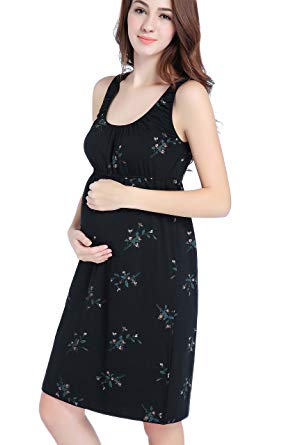 CAKYE Maternity Nursing Nightgown Dress Sleepwear Breastfeeding Pregnancy Pajamas