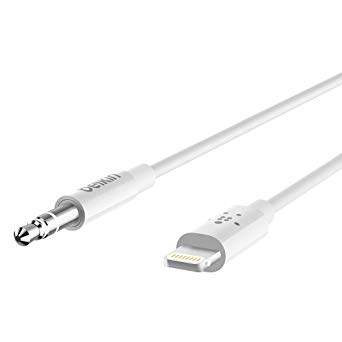 Belkin 3.5mm Audio Cable with Lightning Connector, MFi-Certified Lightning to Aux Cable for iPhone (3-feet, White)