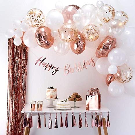 Balloon Arch & Garland Kit Pink, Blush, Rose Gold & White Sm-Xlrge Balloons, Glue Dots, 17inch Decorating Strip Wedding, Baby Shower, Graduation, Anniversary Bachelorette Party Decoration