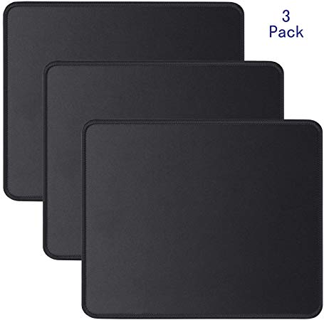 Mouse Pad with Stitched Edge Gaming Mousepad Ergonomic Non-Slip Rubber Base Mouse Mat for Computer, Laptop, Office & Home, 9.8"×11.8"x 0.12",3Pcs Black