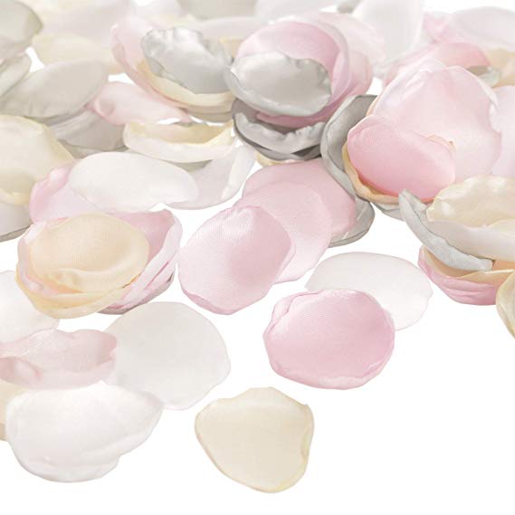 Ling's moment Artificial Flowers Silk Rose Petals 200PCS (Ivory/Baby Pink/White/Silver) Flower Girl Scatter Petals for Wedding Aisle Centerpieces Table Confetti Party Favors Home Decoration