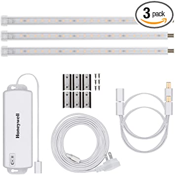 Honeywell White 10in. Linkable LED Bright, 3 Pack, 1020 Lumens 2700K Warm, Low Voltage, Under Cabinet, Strip Light, Flat Plug, 44418