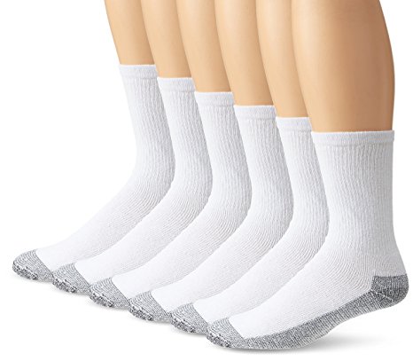 Fruit of the Loom Men's 6 Pack Heavy Duty Cushioned Crew Socks, Large