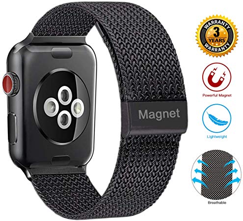 Wristbands for Watch Band 44mm 42mm,Stainless Steel Mesh Metal Wristband Loop with Adjustable Magnetic Closure Replacement Band Compatible with Iwatch Series 4 3 2 1